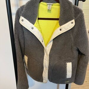 L.L. Bean Gray and White Fleece with Yellow Lining